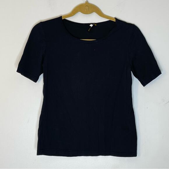 LOUIS VUITTON Uniformes Black Crewneck Short Sleeve 100% Cotton Top Size Medium - Picture 1 of 5